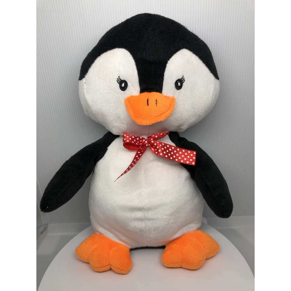 Penguin Plush 11" Stuffie Penguin Toy Red Bow Tie Soft Squishy Penguin Valentine
